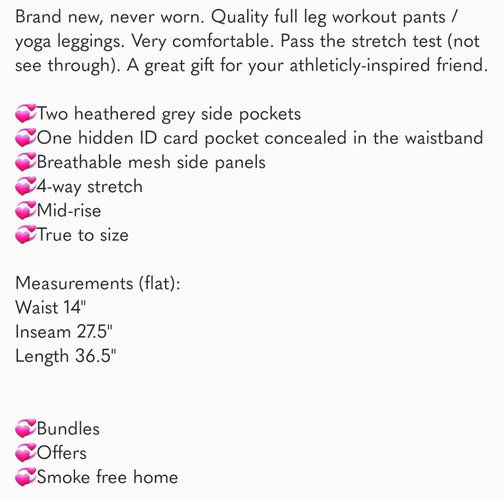 ‼️3 for $12‼️NWT Black Jogger Pants / Exercise Leggings with Pockets and Mesh - Picture 7 of 7